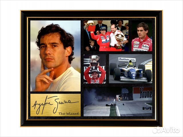Ayrton Senna автограф и фото на металле