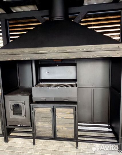 Мангальный комплекс гриль с печью для казана