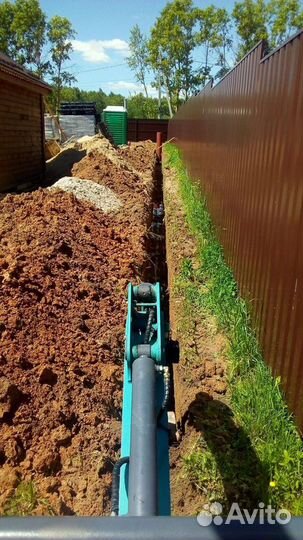 Земляные работы миниэкскаватор копка траншей