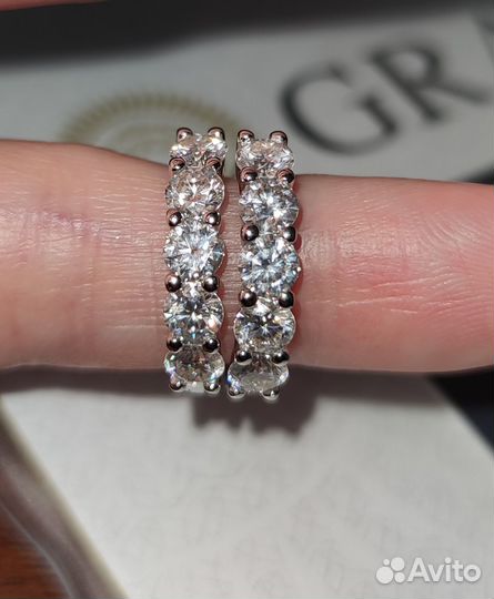 Серьги серебро с муассанитами 3 ct пара