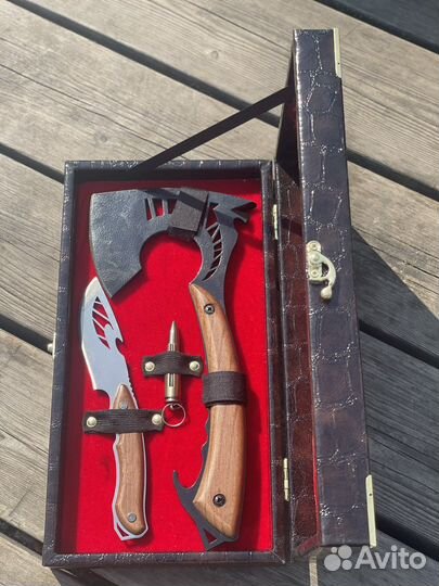 Топор походный+нож шкуросьемный в коробке