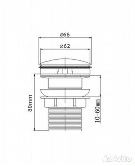 Донный клапан для раковины золото