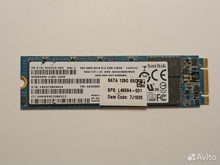 M2 SSD SanDisk 128 GB