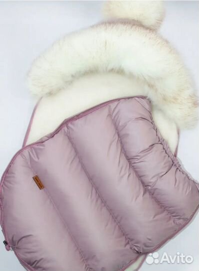 Теплый зимний конверт на овчине для новорожденного