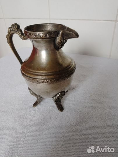 Кофейный набор старинный из 3 предметов мельхиор