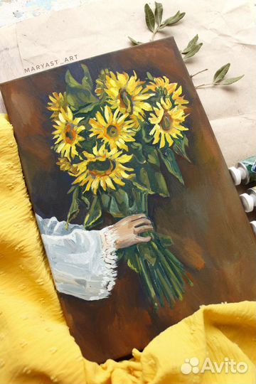 Картина с подсолнухами