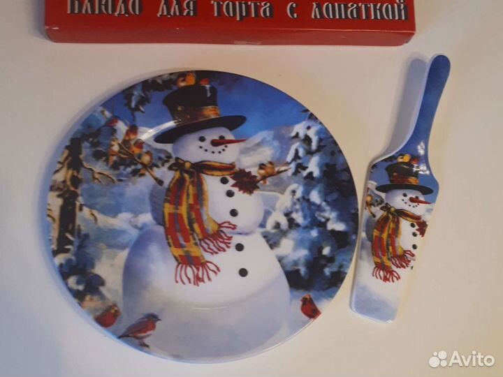 Блюдо для торта с лопаткой, С новым годом