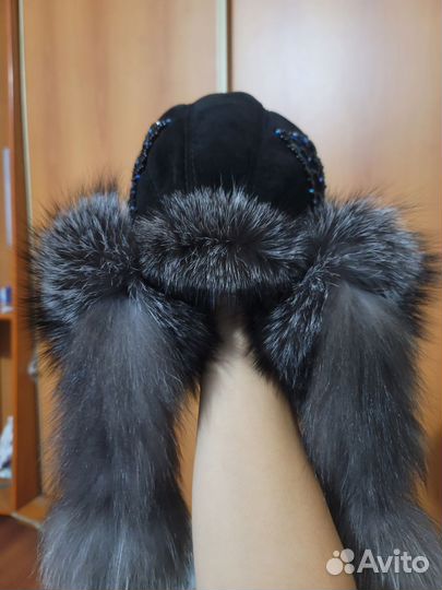 Шапка ушанка чернобурка