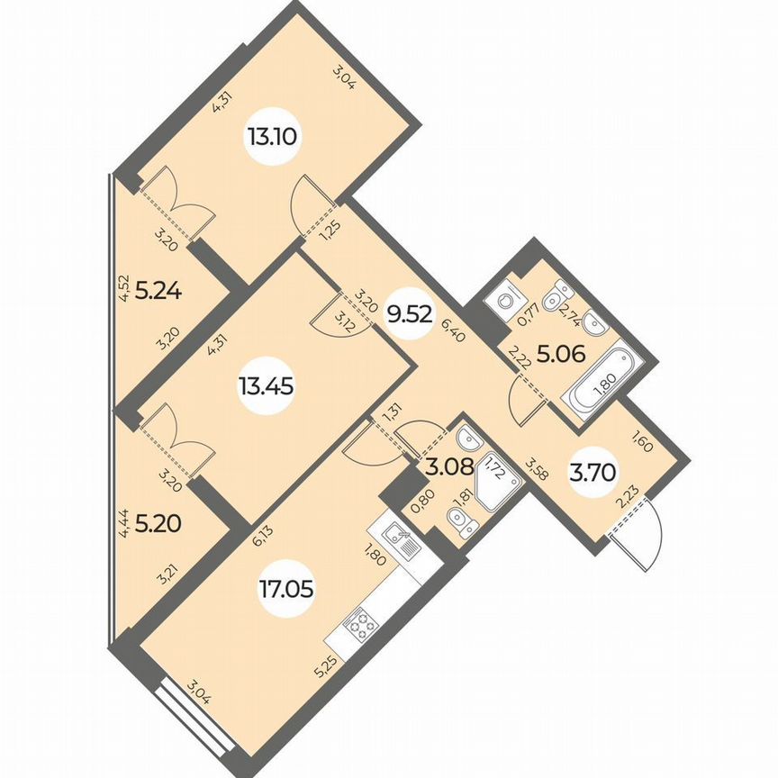 2-к. квартира, 70 м², 11/24 эт.