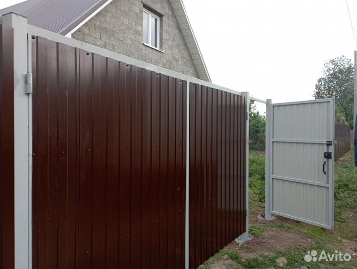 Забор с воротами 4 м под ключ, длина 20 м