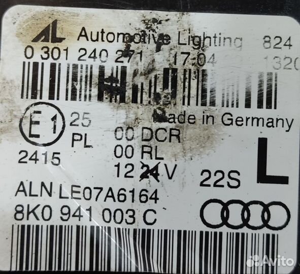 Фара левая адаптивный ксенон Audi A4 B8, 2010г