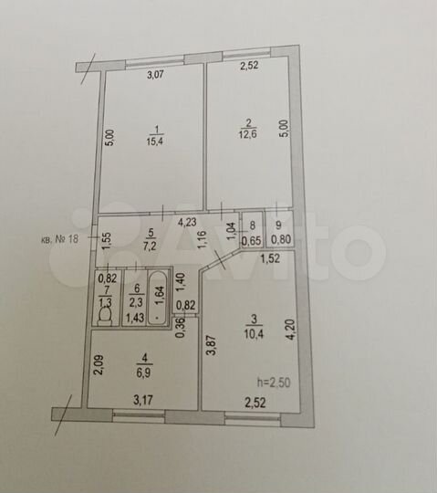3-к. квартира, 57,8 м², 1/5 эт.