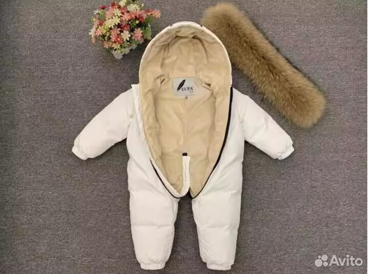 Комбинезон зимний унисекс с меховым воротником