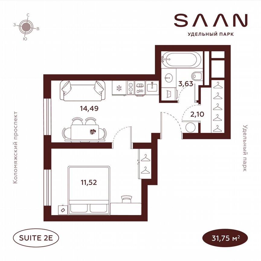 1-к. квартира, 31,8 м², 13/23 эт.