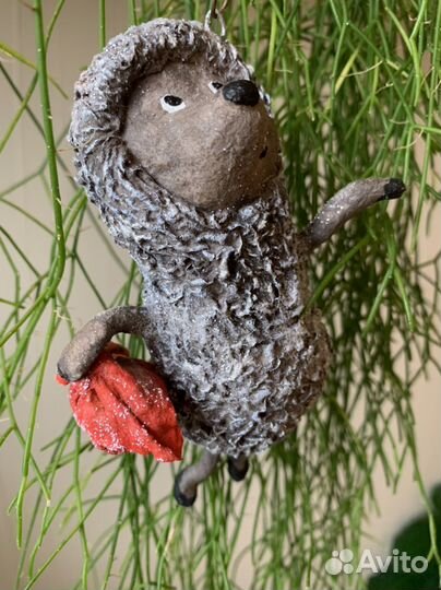 Ватная елочная игрушка ежик