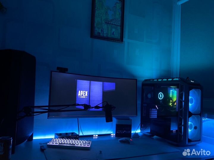 Коврик белый игровой RGB