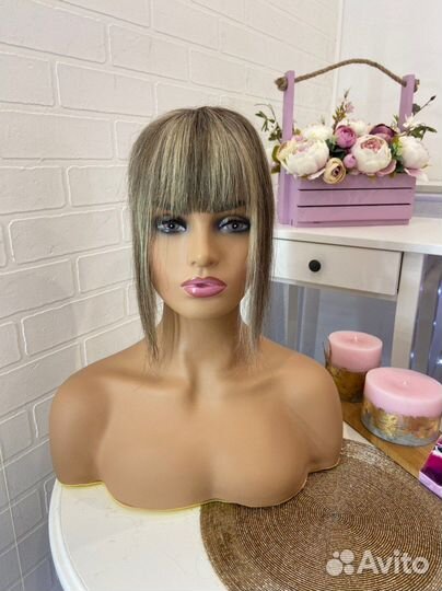 Накладная челка из натуральных волос