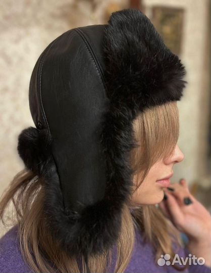 Шапка ушанка. Натуральная кожа+ мех