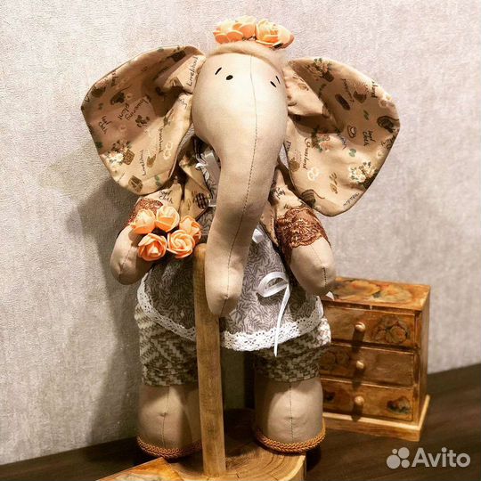 Интерьерная игрушка. Кукла тильда. Слон