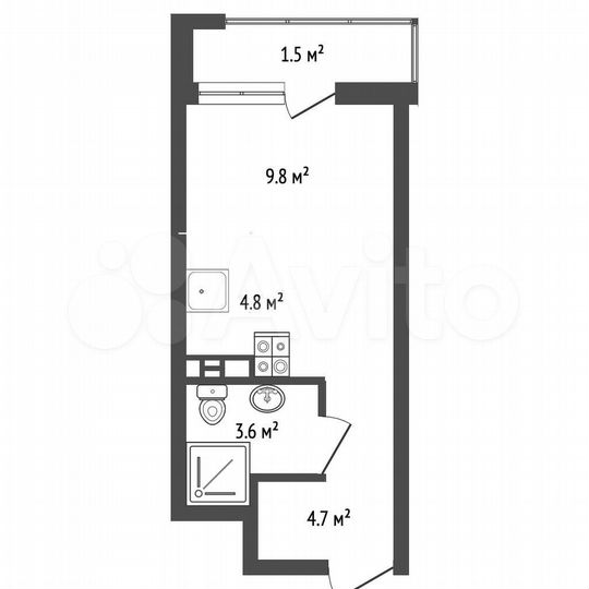 Квартира-студия, 24,5 м², 4/17 эт.