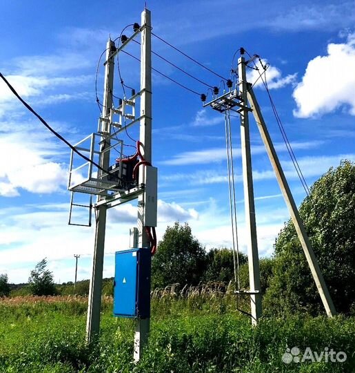 Установка столбов монтаж опор лэп от 10 шт
