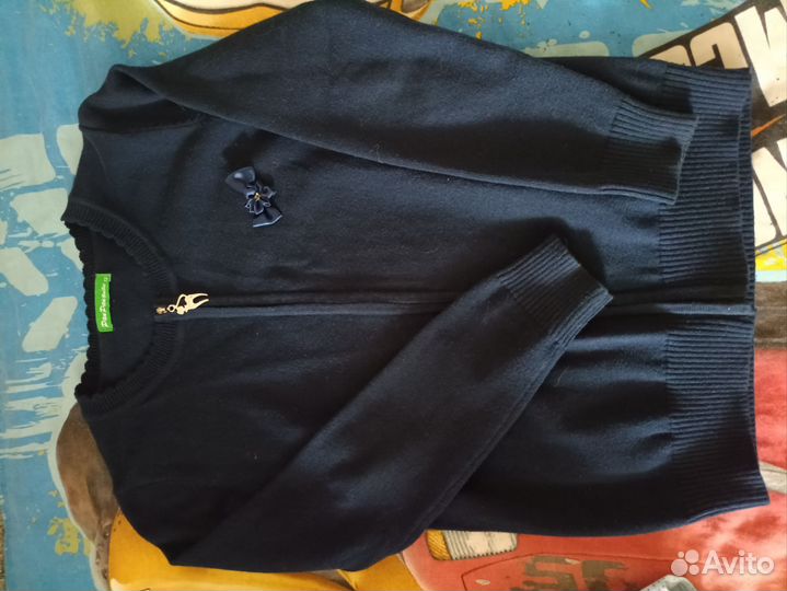 Кофты школьные для девочкитёмно-синие на замке