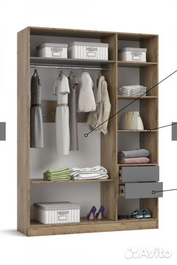 Шкаф трехдверный Boss 150х224см