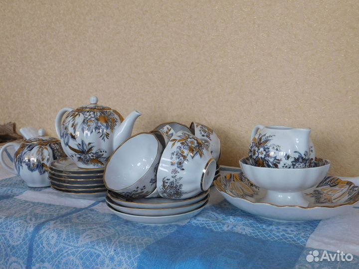 Чайный сервиз лфз Отражение красное клеймо