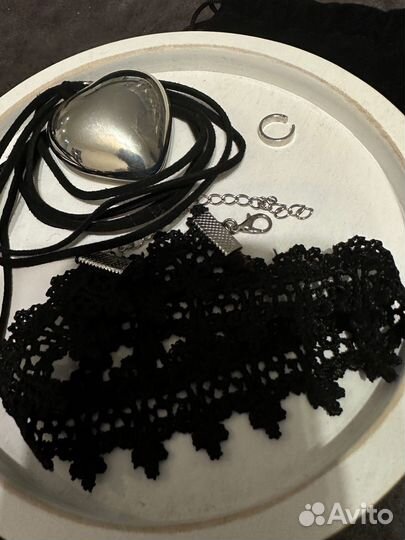 Комплект чокер сердечко кружево