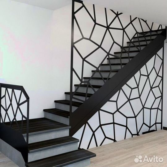 Лестница на металлическом каркасе дизайн 4146