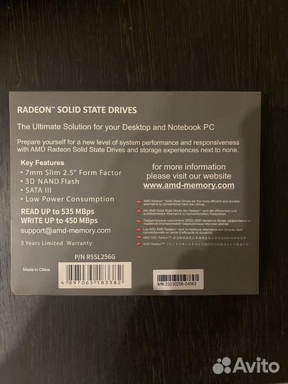 SSD AMD 256gb жесткий диск. новый