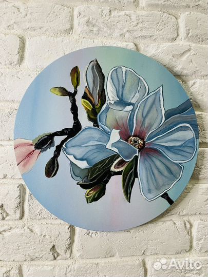 Картина маслом Цветок круглая 40 см