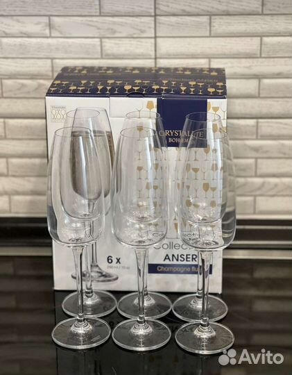 Чехия Bohemia, Новые бокалы для шампанского 6шт