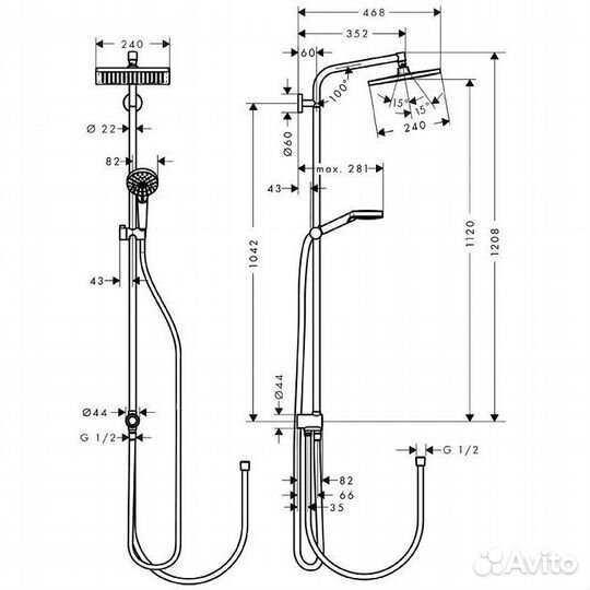 27270000 HG Crometta S 240 1jet Showerpipe Reno ду