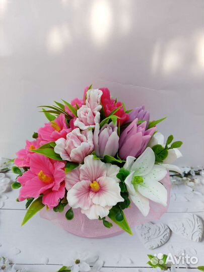 Мыло ручной работы, букеты летние