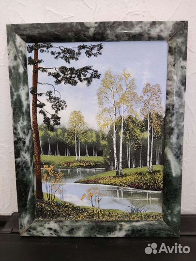 Насыпная картина на офиокальците