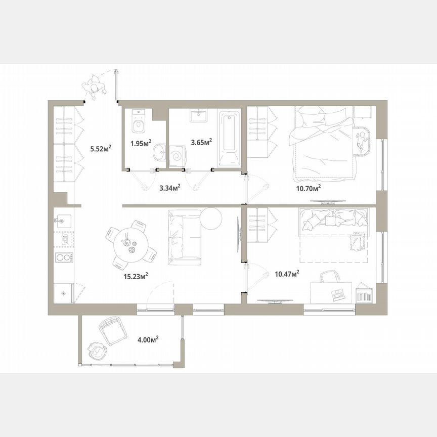 2-к. квартира, 52,1 м², 12/12 эт.