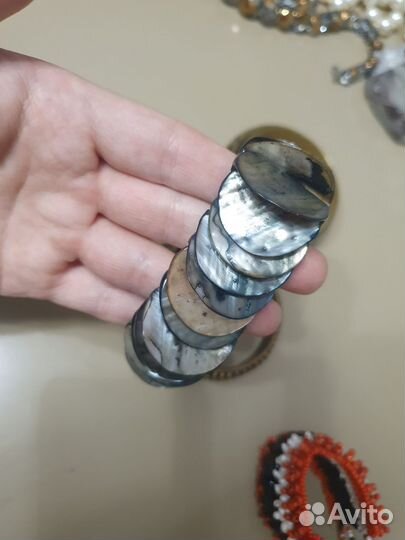 Бусы и браслет перламутр