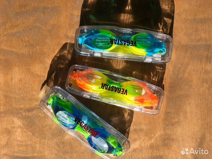 Очки для плавания детские желто-оранжевые