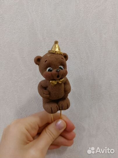 Шоколадный мишка на торт и топпер one 1 годик