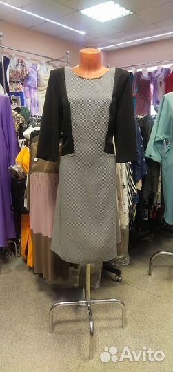 Платье трапеция комбинированное