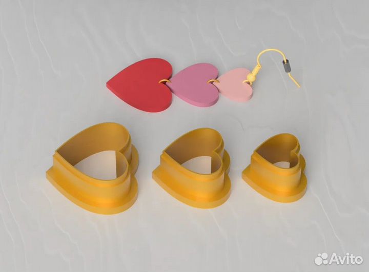 Каттеры для полимерной глины clay сережки сердечки