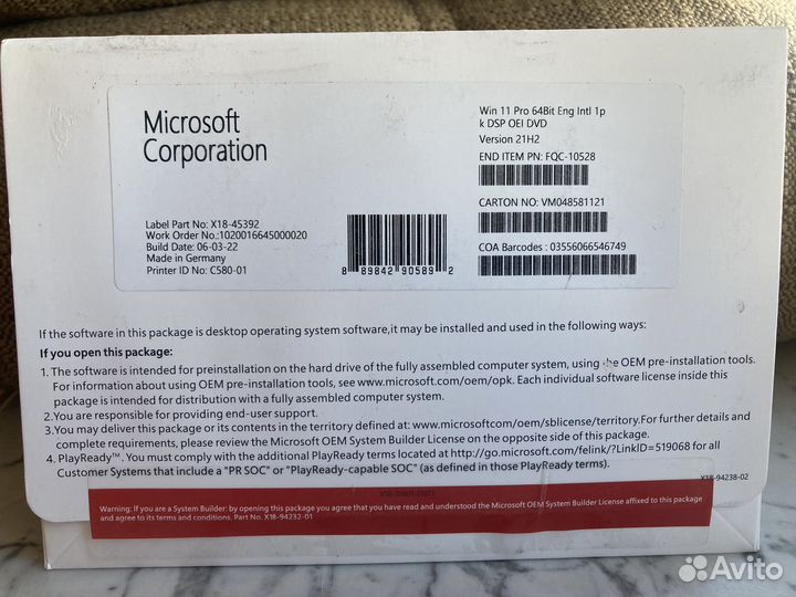 Windows 11 Pro 64 bit English