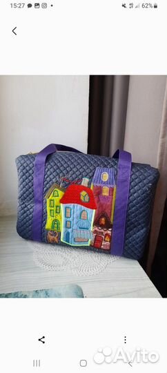 Сумка стеганая с аппликацией 