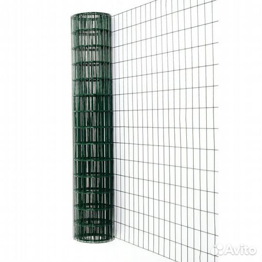 Сетка сварная с пвх покрытием ячейка 100*55 зеленая высота 1,8м