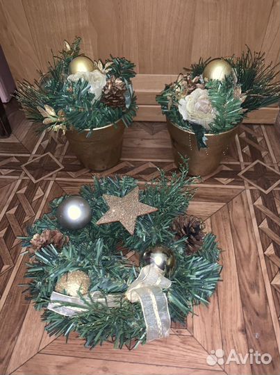 Новогодние украшения, елка, венок