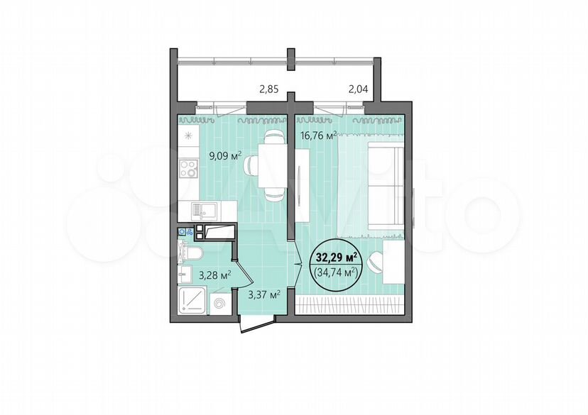 1-к. квартира, 37,3 м², 9/17 эт.