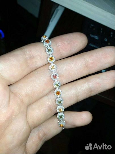 Браслет из серебра 925 с разноцветными сапфирами