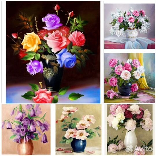 Алмазная мозаика, 40 на 50, цветы
