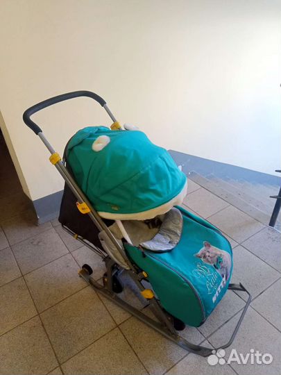Детские санки коляска с колесами